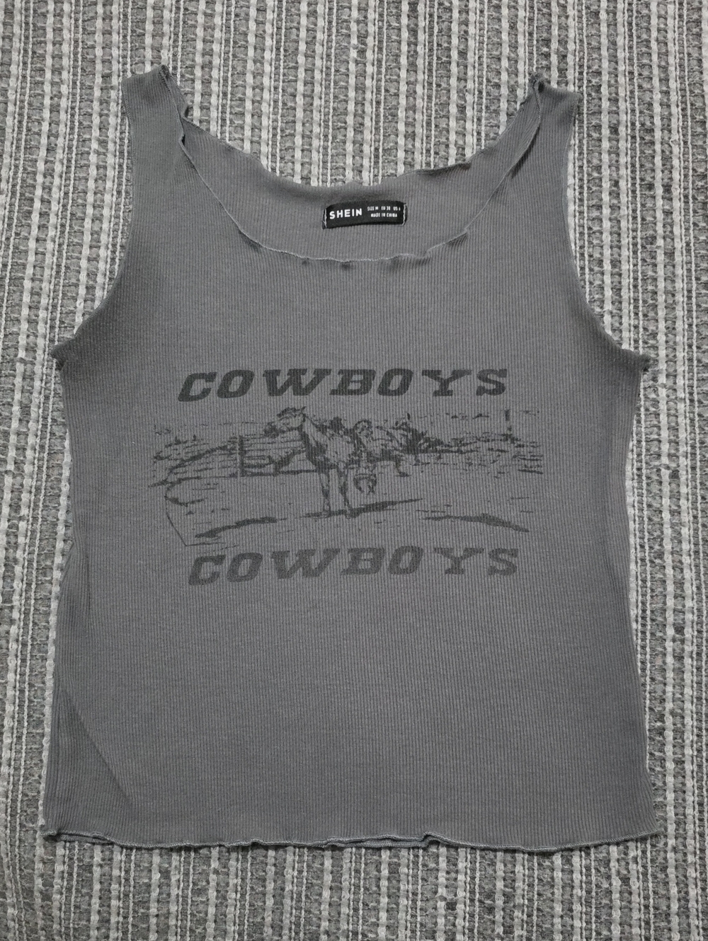 SHEIN Grey Country Horse 'Cowboys' Lightweight Ribbed Tank